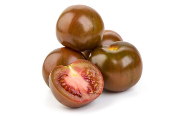 Black Tomatoes Isolated on White Background.