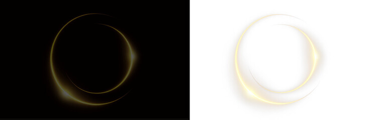 PNG round electric glow with neon circle ring and light flash, bright modern circle design on dark background with transparent effect and futuristic yellow sparkle accent for banner PNG.