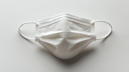 White Disposable Face Mask on Neutral Background for Health and Safety