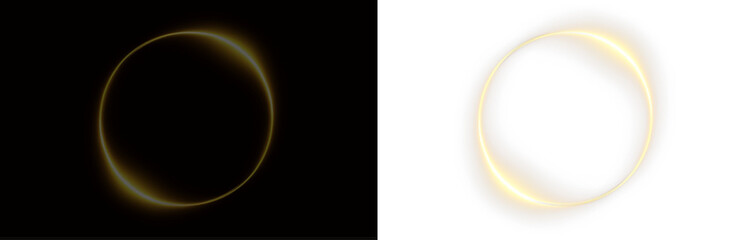 Futuristic PNG light circle with transparent glow and orange electric shine on black background, modern round effect for banner 16 PNG.
