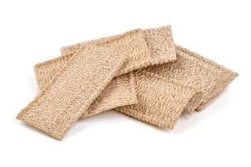 Crispy Whole Grain Crispbread Isolated on White Background.