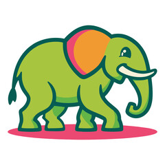Naklejka premium Simple mascot character of happy elephant. 