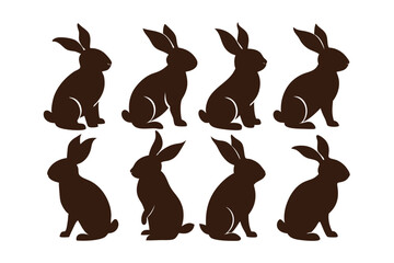 rabbit silhouette set vector