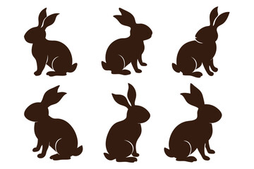 set of rabbits, rabbit silhouette set vector