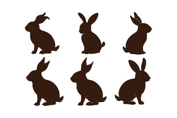 set of rabbits silhouettes