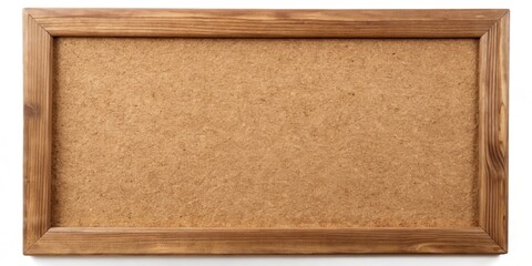 Fototapeta premium A wooden frame with a cork board as its backing, featuring a rustic and earthy aesthetic, perfect for displaying notes and reminders in a home or office setting , interior, home