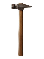Vintage hammer with wooden handle and worn metal head, symbolizing fatherly labor and care, isolated on a transparent background