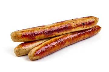 Grilled Sausages Isolated on White Background.