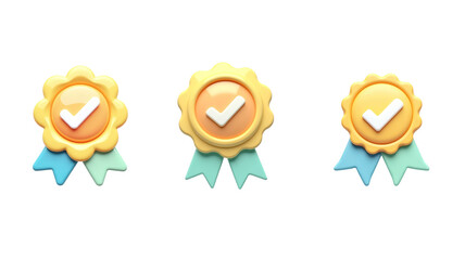 Obraz premium 3d cute check mark badge png