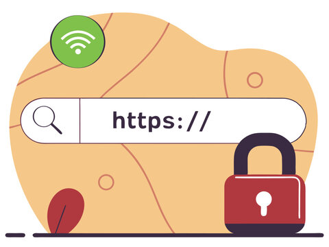 Secure HTTPS Connection on Wifi Network Vector Illustration