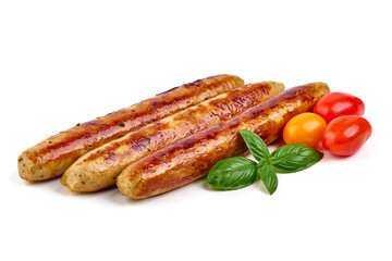Grilled Sausages Isolated on White Background.