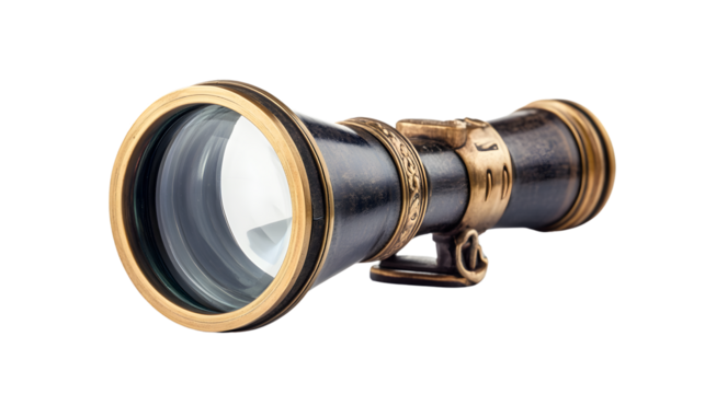 Captain's Spyglass Isolated on Transparent Background for Nautical and Exploration Themes