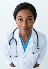 Fototapeta premium Confident Black Female Doctor In White Coat Portrait