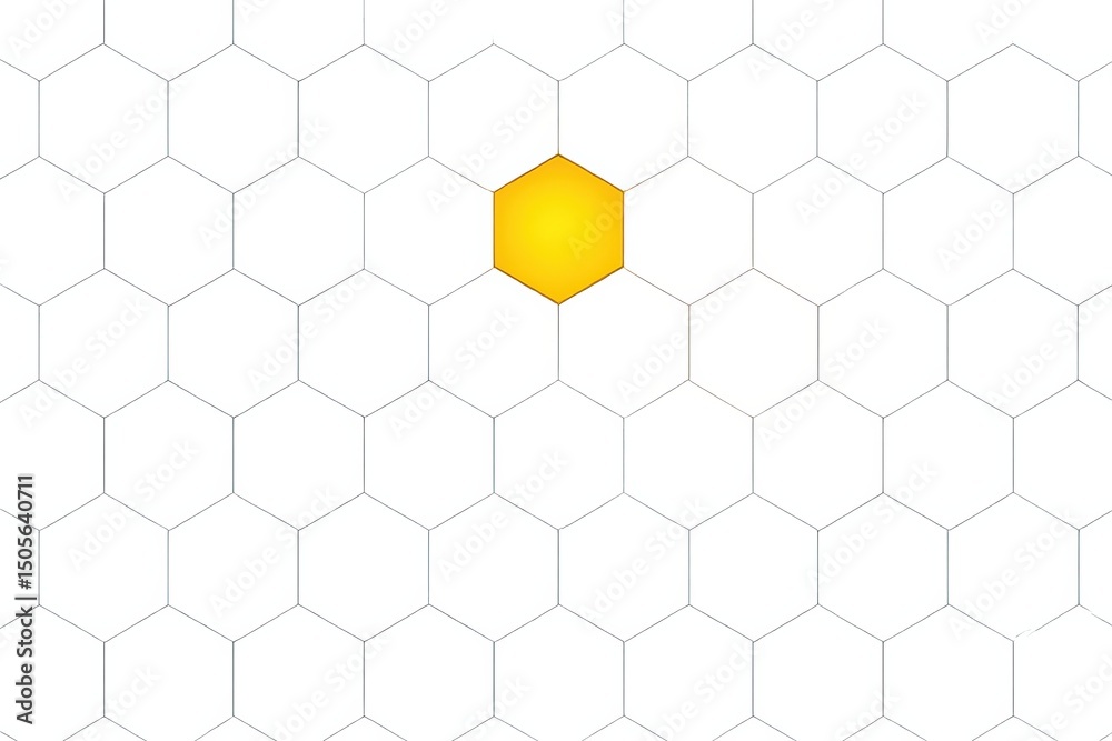 Poster a strategy map highlights a single glowing hexagonal node symbolizing focused business decision and 