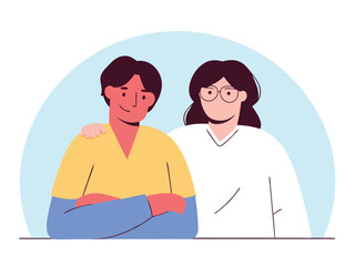 Fototapeta premium Supportive Friends Happy Together Vector Illustration
