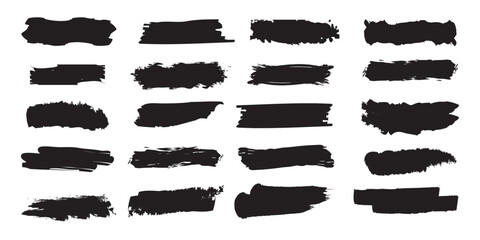 Collection of vector paint bold brush strokes. Brush hand drawn vector strokes, paint stains, artistic textured backgrounds, text frames. Big set, collection.