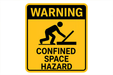 Warning confined space hazard sign with transparent background