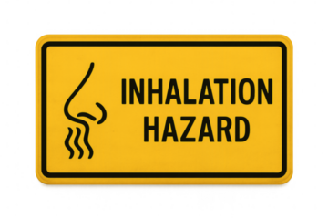Inhalation hazard warning sign with nose symbol on transparent background
