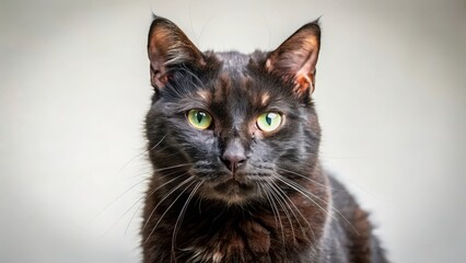 Obraz premium Redness and swelling on a domestic black cat's face due to an allergic reaction, grooming, whisker