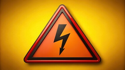 High voltage electrical sign with black and red color scheme on a bright yellow background , yellow background, warning sign