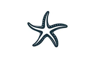 Obraz premium Dark Blue Starfish Line Art Illustration on White. minimalist vector icon