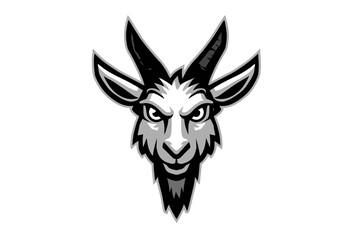 Monochromatic Pixel Art Goat Head Illustration. minimalist vector icon logo