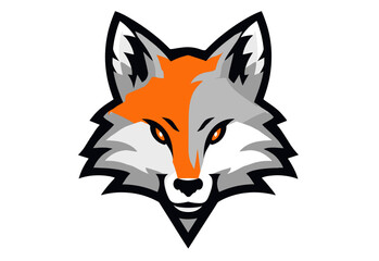 Obraz premium Bold Graphic Illustration of a Fox Head in Gray and Orange. minimalist vector icon logo