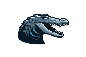 Naklejka premium Pixel Art Alligator Head Illustration. minimalist vector icon logo