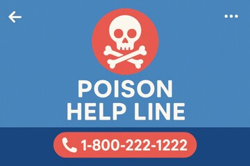 Emergency Contact Information Displayed for Poison Help Line With Clear Warning Sign and Phone Number