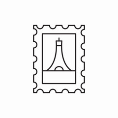 Postage eiffel tower icon vector sign