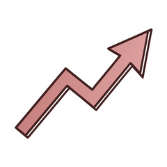 Upward arrow, growth indicator, in pink, for presentations