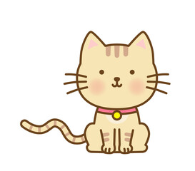 おすわりしているかわいい飼い猫のイラスト