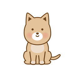 お座りしているかわいい犬のイラスト｜シンプルで使いやすいペット素材