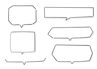 手書き風のふきだしセット　白塗りドット影
