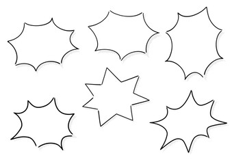 手書き風のふきだしセット　白塗りドット影
