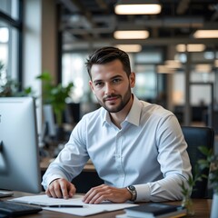 A man working in the office.