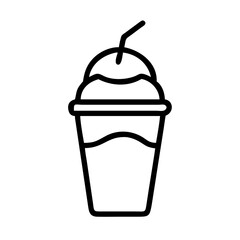 Frozen drink with dome lid and straw icon in line style