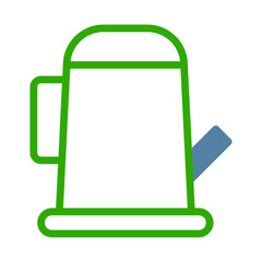 Minimalist Icon Depicting a Green and Blue Watering Can for Garden Use