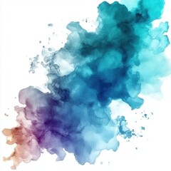 blue green watercolor stain splash isolated on white background