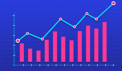 Financial chart with uptrend line graph arrow and stock market.