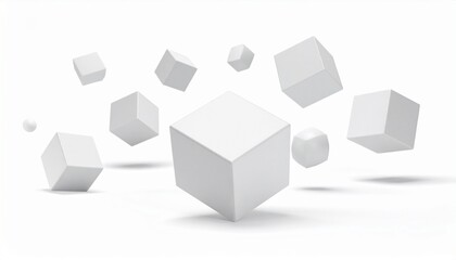 Fototapeta premium abstract 3d cubes mockup on white plain background 
