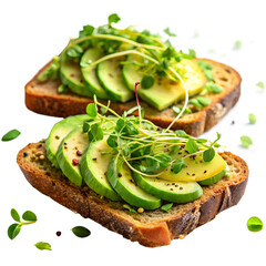 Avocado Toast With Microgreens isolated on transparent background 