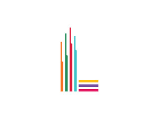 Colorful Bar Graph Design Urban Lines Forming L Shape Minimalist Abstract Art