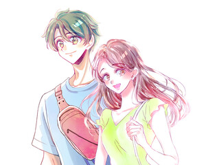 外出する男女　夏イメージ