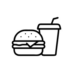 Burger combo meal icon on transparent background for web and graphic design