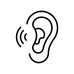 Ear listening icon on transparent background for web and graphic design