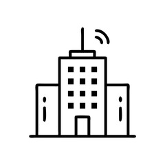 Office building with antenna icon on transparent background for web and graphic design