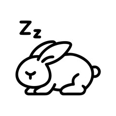 Sleeping bunny icon on transparent background for web and graphic design
