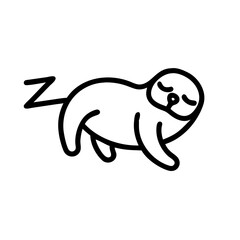 Sleeping sloth icon on transparent background for web and graphic design