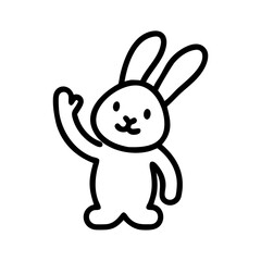 Waving bunny icon on transparent background for web and graphic design